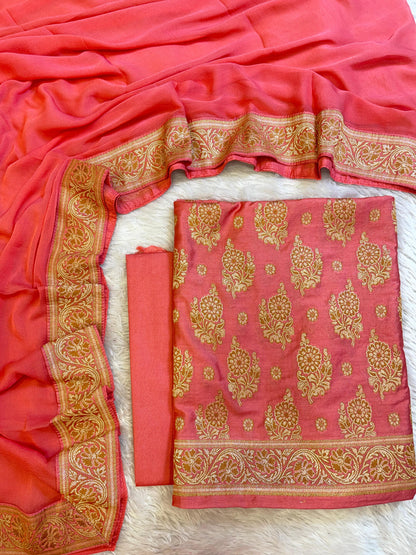 Pink Cotton Resham Floral Neem Zari Booti Banarasi Suit 155SHL_CNM4