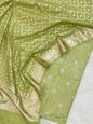 Pista Green Chanderi Lorex Stripe Embroidery Booti Banarasi Suit With Alfi Zari Jaal Dupatta 160PNJ_CHL1
