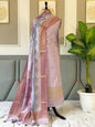 Mauve Dupion Silk Floral Zari Booti Banarasi Suit with Rangkaat Dupatta 160PNJ_DP4