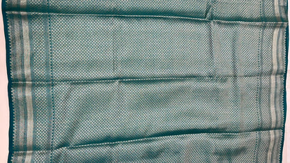 Exquisite Elegance: Faishana Pure Silk Handloom Sea Green Munga Silk Zari Mina Booti with Minakari Jaal Anchal Zari Border Saree &amp; Sea green Blouse Piece