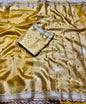 Gold Glass Tissue Silk Ghungroo mirror work with Lace work Katban Border Banarasi Saree 180AM_TG1
