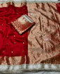 Red Glass Tissue Silk Ghungroo mirror work with Lace work Katban Border Banarasi Saree 180AM_TG2