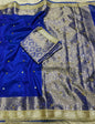 Blue Glass Tissue Silk Ghungroo mirror work with Lace work Katban Border Banarasi Saree 180AM_TG3