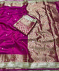 Magenta Glass Tissue Silk Ghungroo mirror work with Lace work Katban Border Banarasi Saree 180AM_TG4