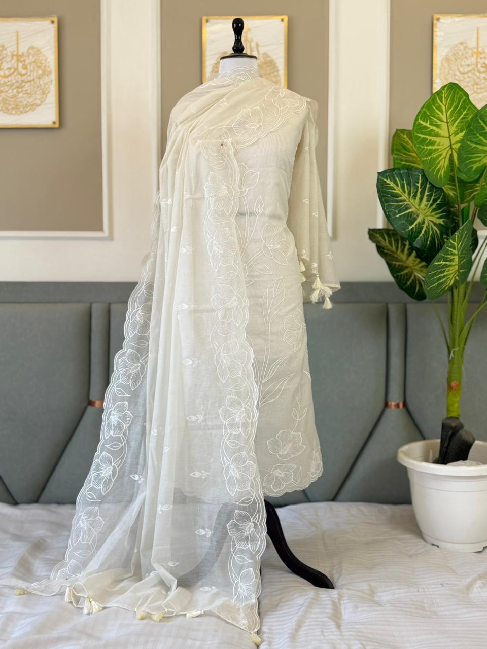Off White Mal Chanderi Embroider Work Banarasi Suit With Embroidered Dupatta 180PNJ_MCE2