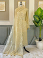 Light Yellow Mal Chanderi Floral Embroidered Banarasi Suit With Embroidered Dupatta 180PNJ_MCE3