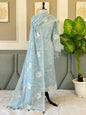 Light Blue Mal Chanderi Embroider Work Banarasi Suit With Embroidered Dupatta 180PNJ_MCE7