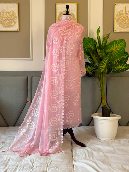 Pink Mal Chanderi Thread Embroidery Boota Banarasi Suit With Embroidered Dupatta 180PNJ_MLE8
