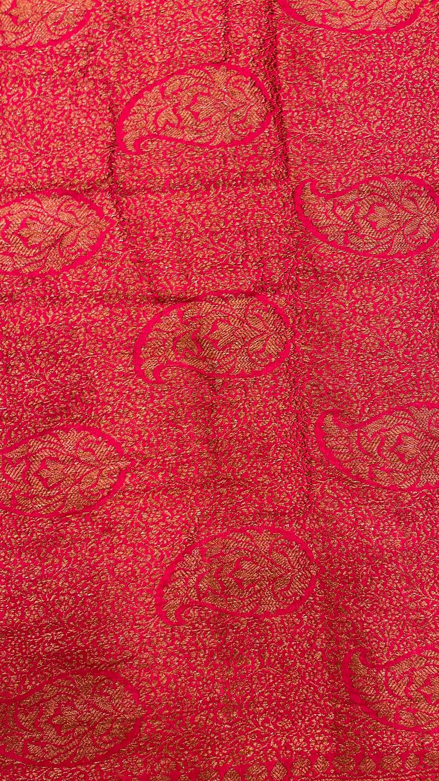 Ravishing Elegance: Faishana's Pure Silk Handloom Munga Silk Saree with Copper Zari Diagonal Jaal Mina Booti Paisley Zari Border & Pink Blouse