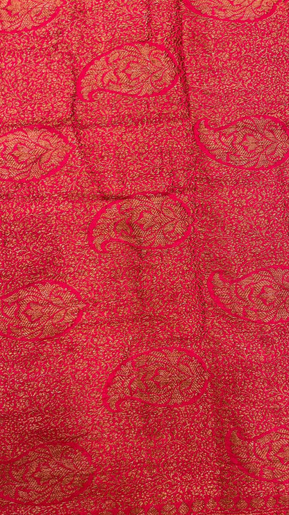 Ravishing Elegance: Faishana's Pure Silk Handloom Munga Silk Saree with Copper Zari Diagonal Jaal Mina Booti Paisley Zari Border & Pink Blouse
