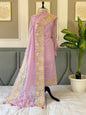 Light Lavander Mal Chanderi Tissue Applique Embroidery Banarasi Suit With Applique Border Dupatta 220PNJ_MLA13