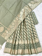 Olive Green Chanderi Lorex Zari Weave Lehenga With Traditional Paisley Border & Dupatta 250PNJ_LNG16