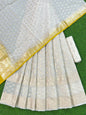 Off-White Chanderi Lorex Zari Lehenga And Floral Booti Blouse With Gold Border Dupatta 250PNJ_LNG20