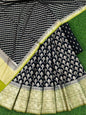 Jet Black Banarasi Silk Lehenga Set With Leheriya Olive Green Border Dupatta 250PNJ_LNG23