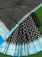 Jet Black Banarasi Silk Lehenga Set With Leheriya Sky Blue Border Dupatta 250PNJ_LNG24