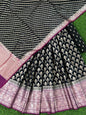 Jet Black Banarasi Silk Lehenga Set With Leheriya Purple Border Dupatta 250PNJ_LNG26