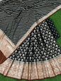 Jet Black Banarasi Silk Lehenga Set With Leheriya Brown Border Dupatta 250PNJ_LNG27