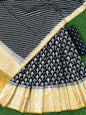 Jet Black Banarasi Silk Lehenga Set With Leheriya Gold Border Dupatta 250PNJ_LNG28