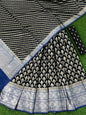 Jet Black Banarasi Silk Lehenga Set With Leheriya Indigo Blue Border Dupatta 250PNJ_LNG29
