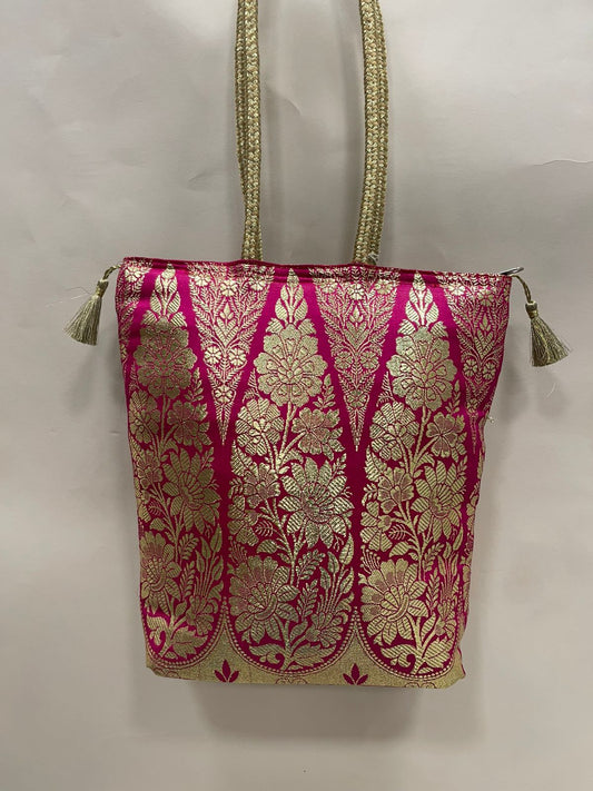 Pink Banarasi Hand Bag HBG_55