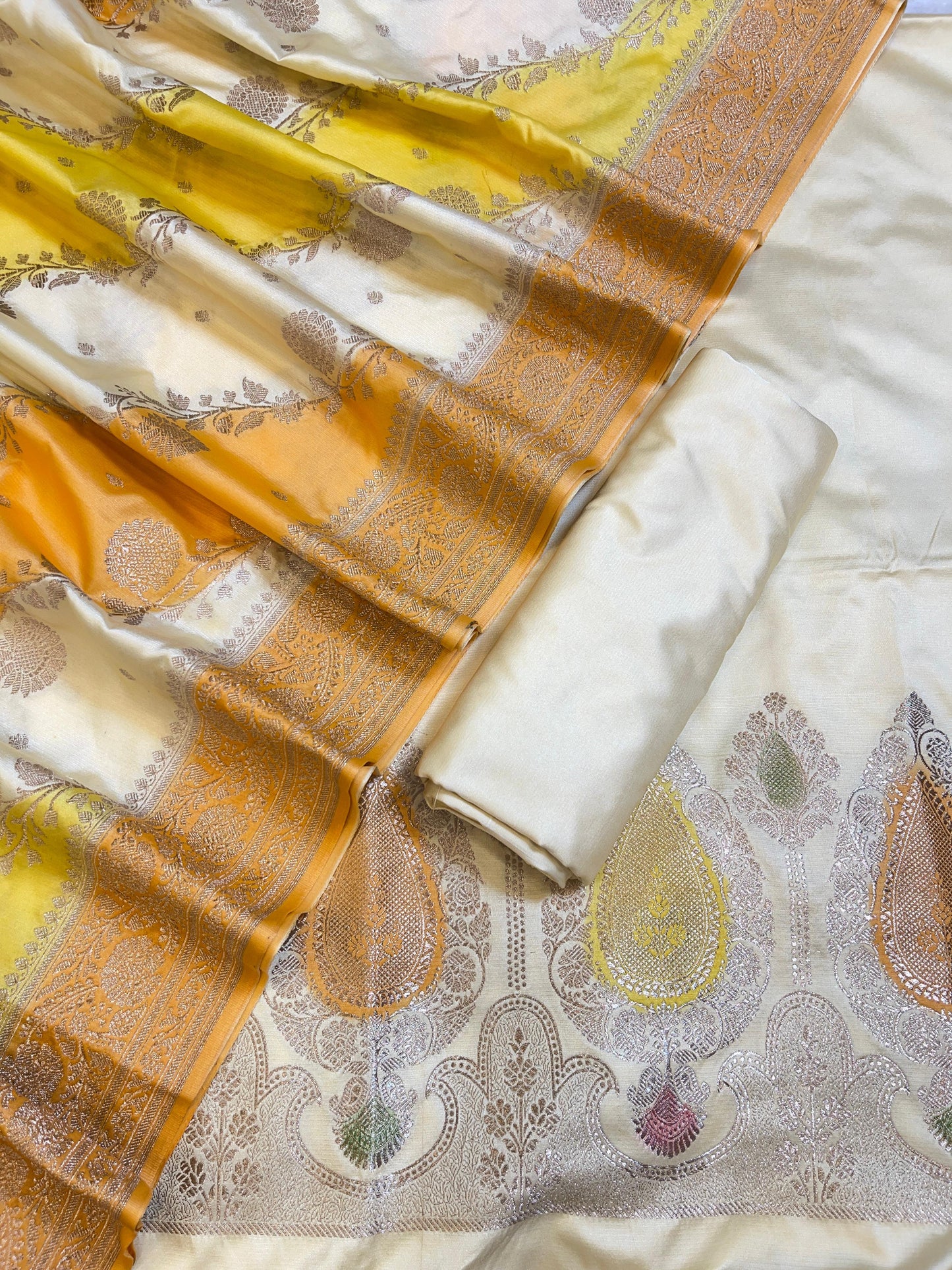 Off white Premium Handloom Mashru Silk Plain Banarasi Suit 28AJ_MSR20