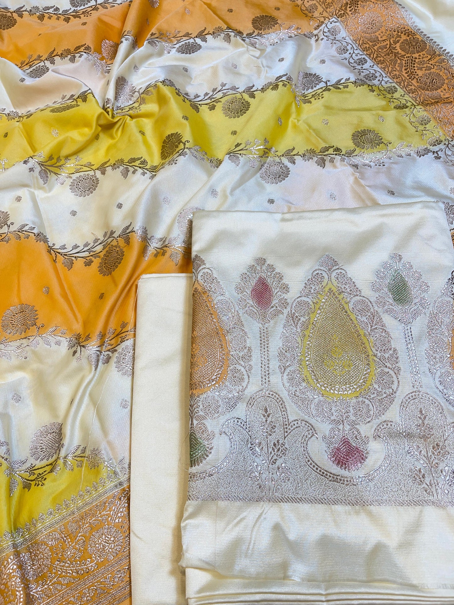 Off white Premium Handloom Mashru Silk Plain Banarasi Suit 28AJ_MSR20