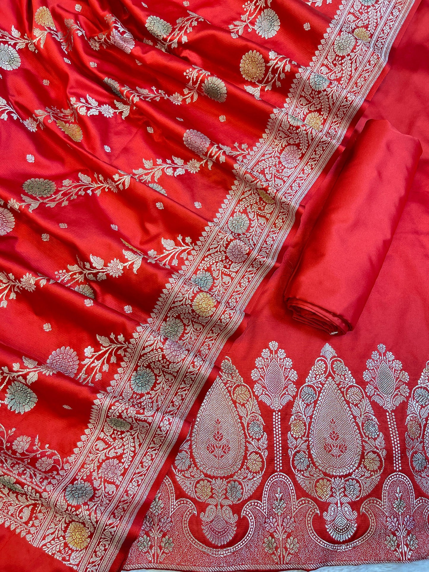 Red Premium Handloom Mashru Silk Plain Banarasi Suit 28AJ_MSR21