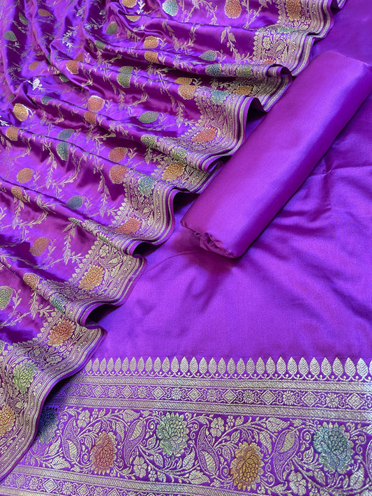 Purple Premium Handloom Mashru Silk Plain Banarasi Suit 28AJ_MSR23