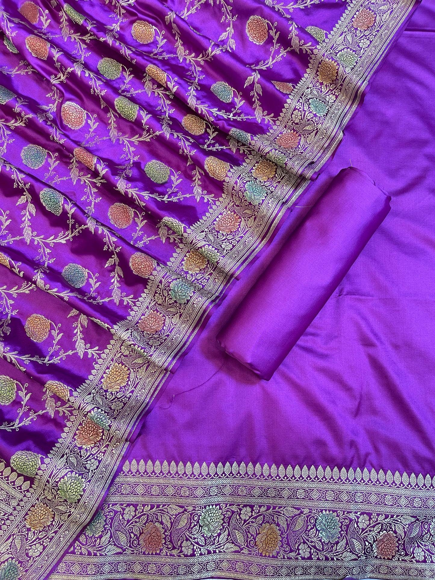 Purple Premium Handloom Mashru Silk Plain Banarasi Suit 28AJ_MSR23