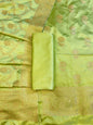 Green Premium Handloom Mashru Silk Floral Zari Booti with Zari Jaal Dupatta Handloom Banarasi 3 pcs Suit Set 3000AJ_MSR14