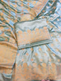 Seagreen Premium Handloom Mashru Silk Floral Zari Booti with Zari Jaal Dupatta Handloom Banarasi 3 pcs Suit Set 3000AJ_MSR3