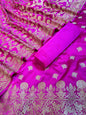 Magenta Premium Handloom Plain Floral Zari Dyable Booti Banarasi Suit 30AJ_MSR27