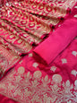 Dark Pink Premium Handloom Plain Floral Zari Dyable Booti Banarasi Suit 30AJ_MSR32