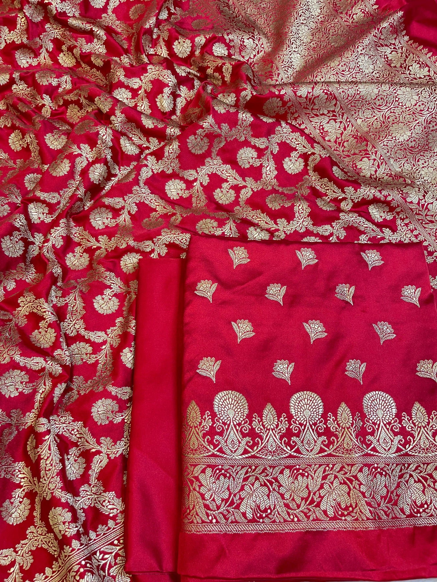 Dark Pink Premium Handloom Plain Floral Zari Dyable Booti Banarasi Suit 30AJ_MSR32