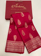 Faishana Pure Silk Handloom Red Munga Silk Zari Mina Booti Minakari Jaal Pallu with Minakari Zari Border Banarasi Saree with Red Blouse piece