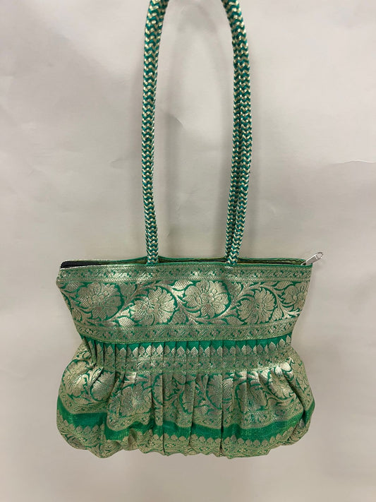 Green Banarasi Hand Bag HBG_43