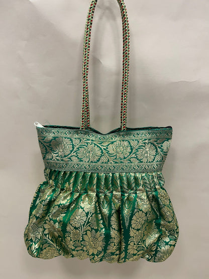 Green Banarasi Hand Bag HBG_48