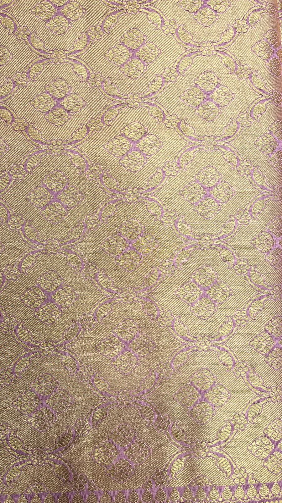 Royal Elegance: Faishana's Exquisite Light Purple Pure Chiniya Silk Gold Floral Zari Booti with Minakari Border & Purple Blouse