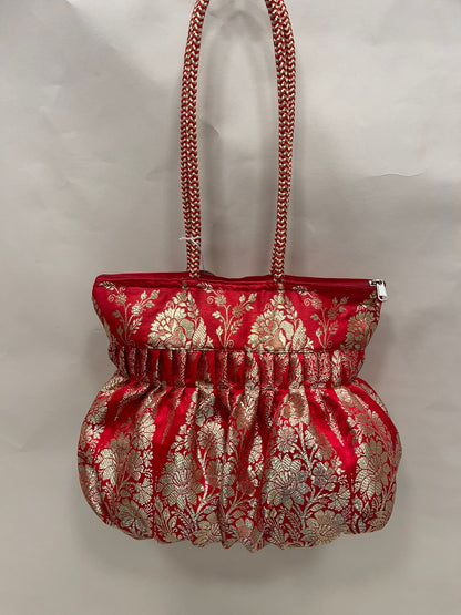 Multicolor Banarasi Trishaped Hand Bag HBG_37