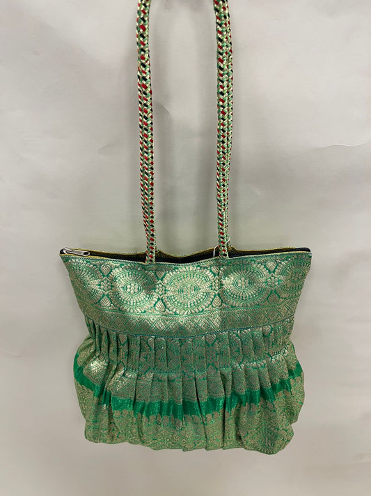Green Banarasi Hand Bag HBG_45