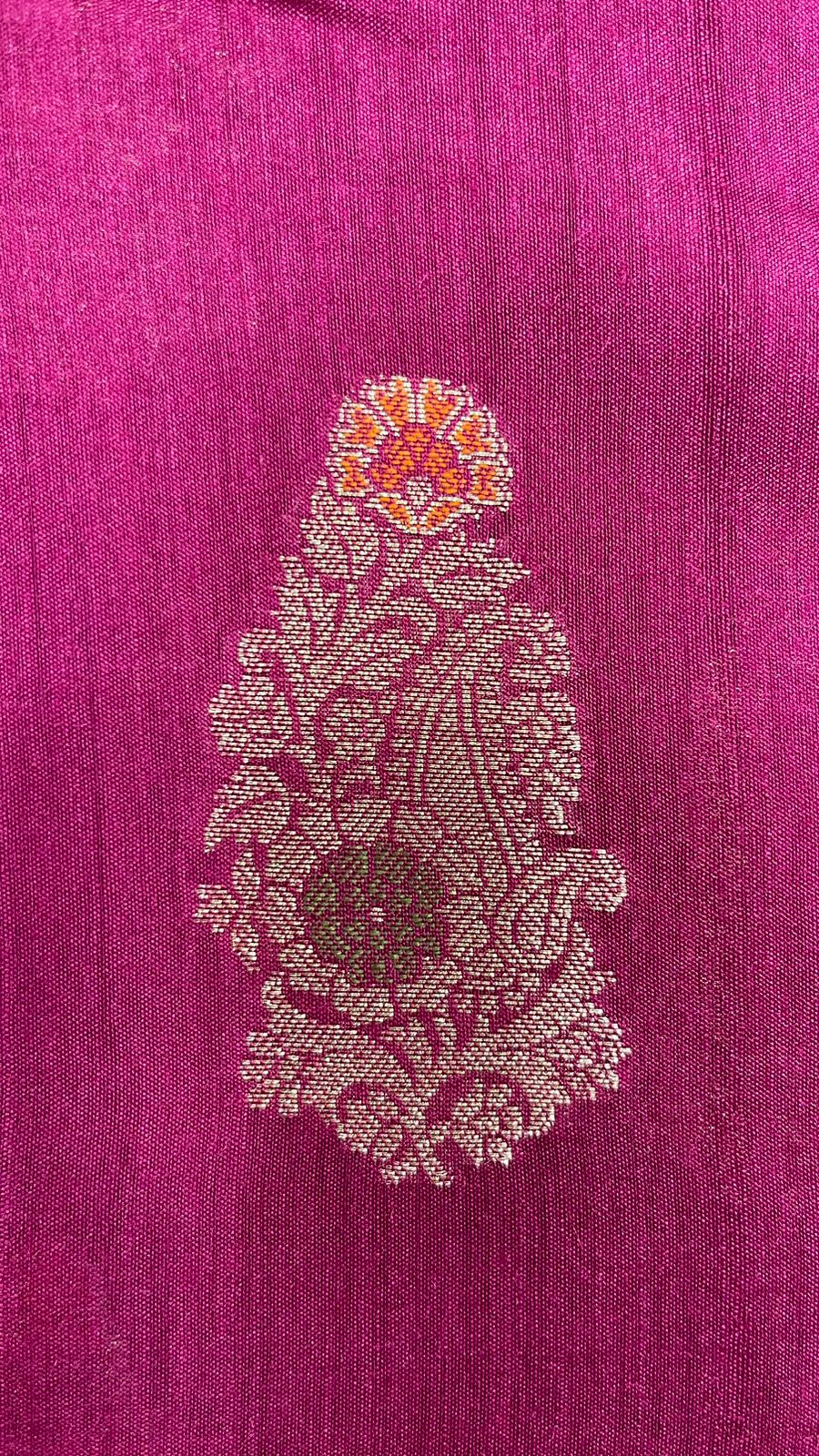 Faishana Pure Silk Handloom Pink Pure Muga Silk Zari Mina Booti Minakari Jaal Pallu with Minakari Zari Border Banarasi Saree with Pink Blouse
