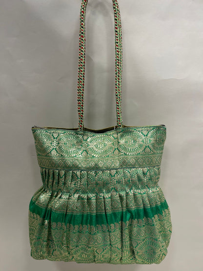 Green Banarasi Hand Bag HBG_45