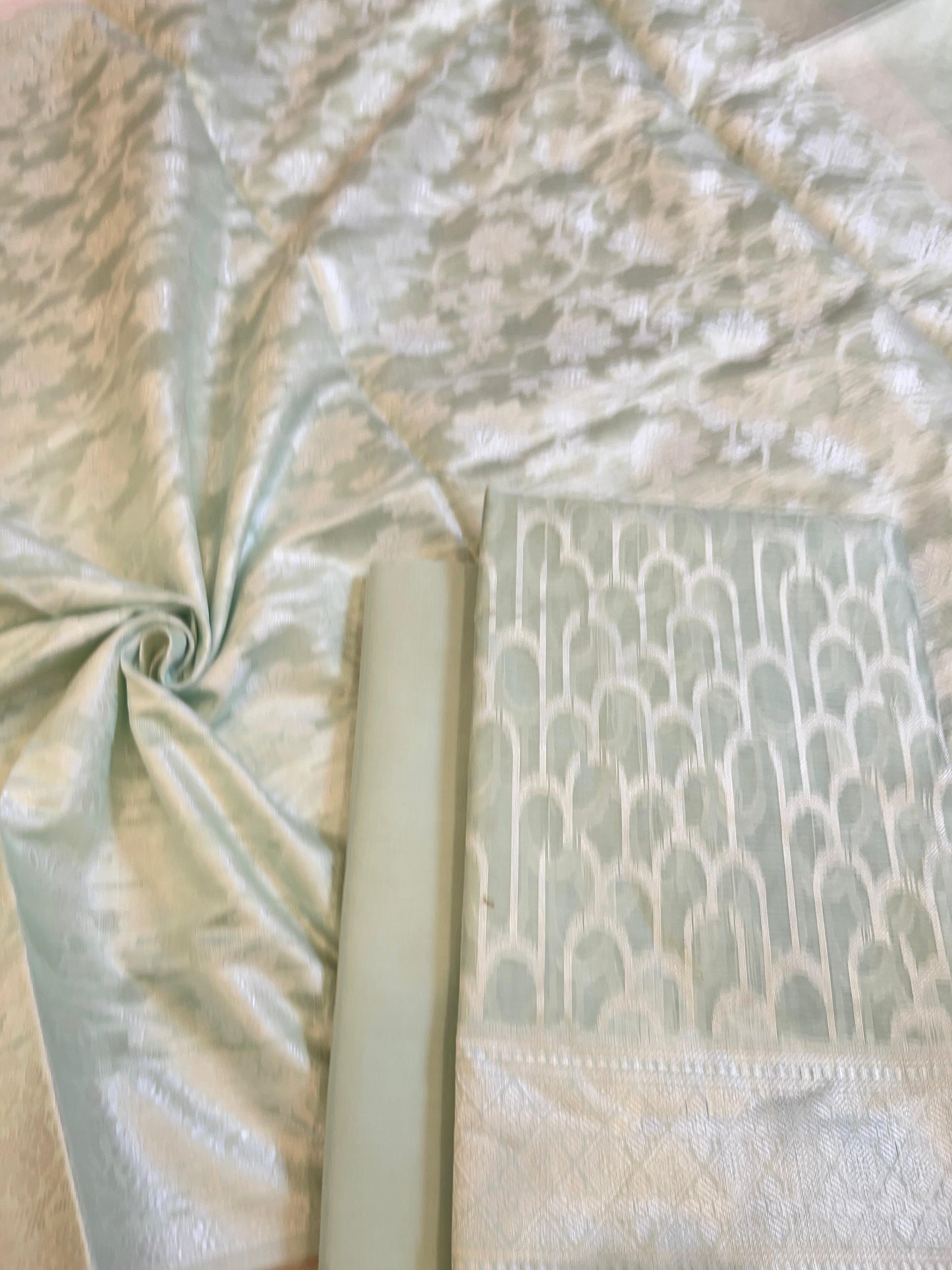 Seagreen Cotton Blend Resham Stripe Banarasi Suit 50IM_PVC11
