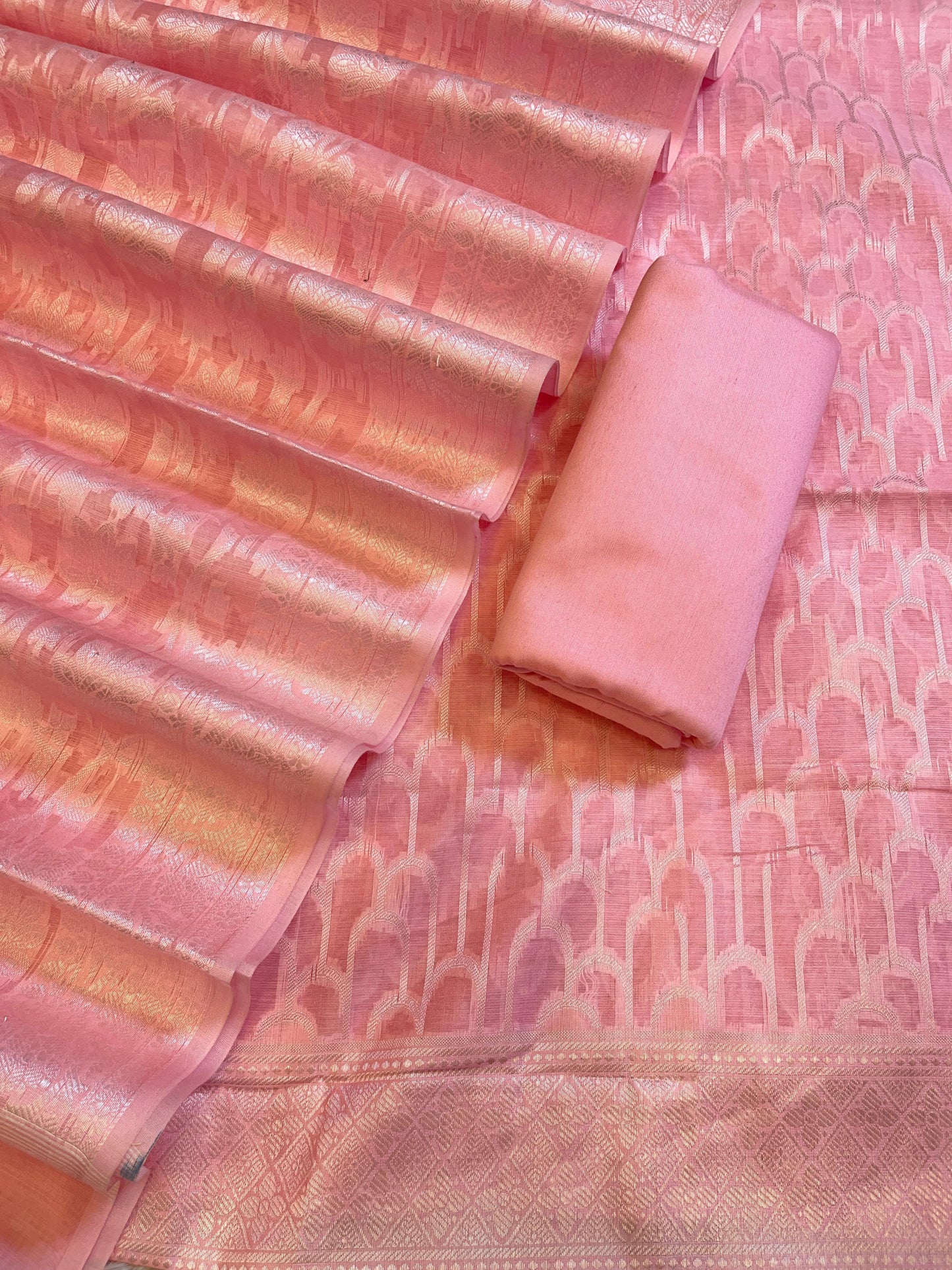 Pink Cotton Blend Resham Stripe Banarasi Suit 50IM_PVC12