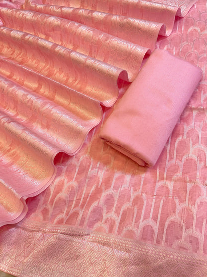 Pink Cotton Blend Resham Stripe Banarasi Suit 50IM_PVC12