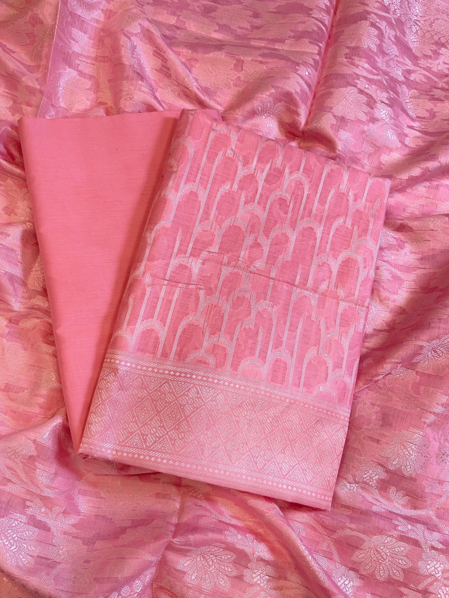 Pink Cotton Blend Resham Stripe Banarasi Suit 50IM_PVC12
