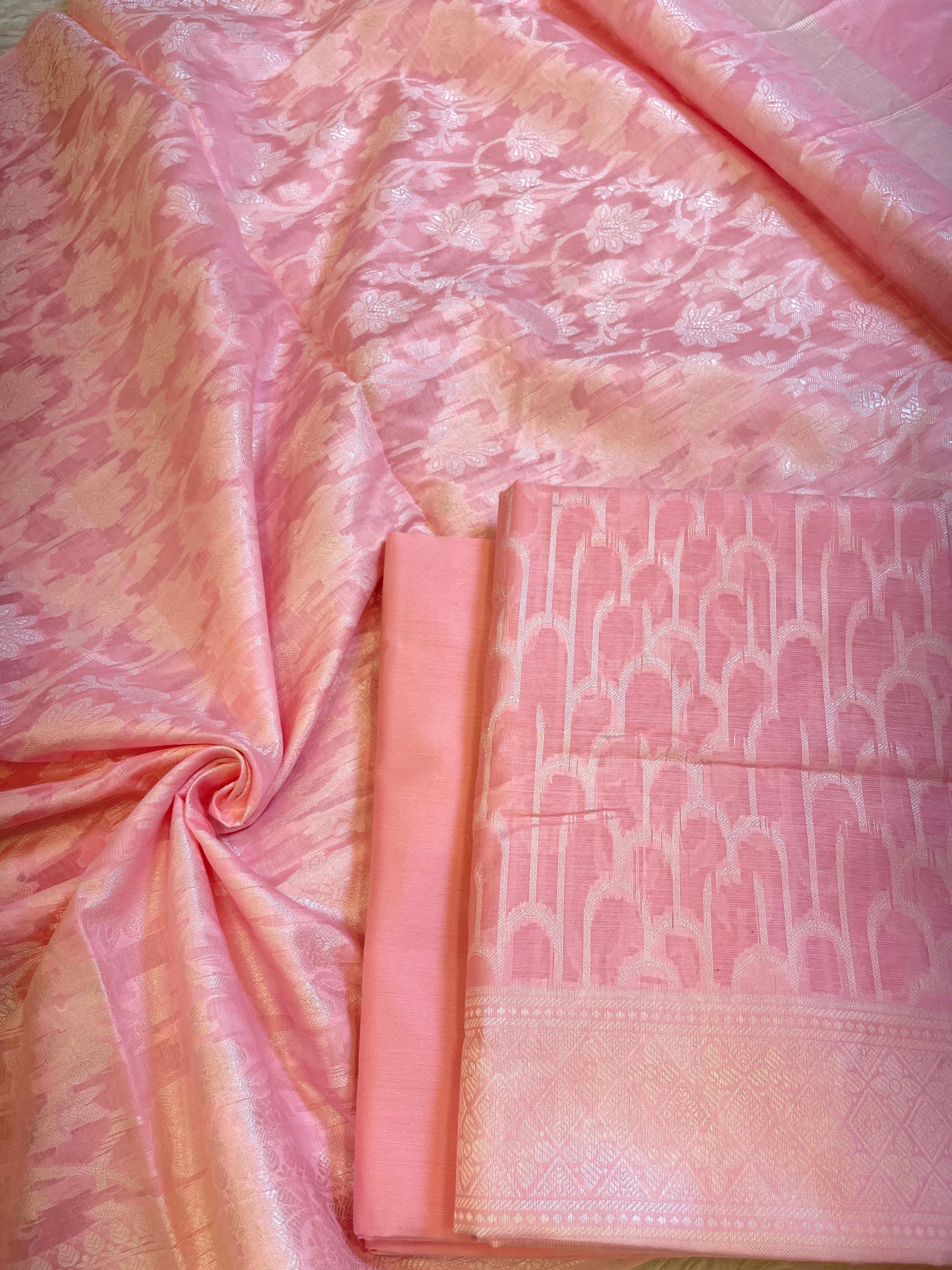 Pink Cotton Blend Resham Stripe Banarasi Suit 50IM_PVC12
