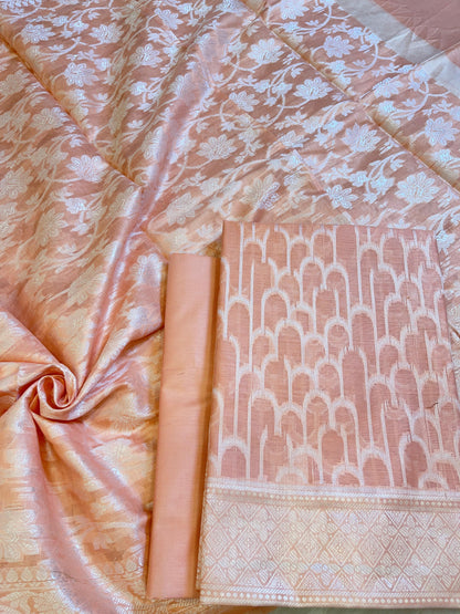 Peach Cotton Blend Resham Stripe Banarasi Suit 50IM_PVC7