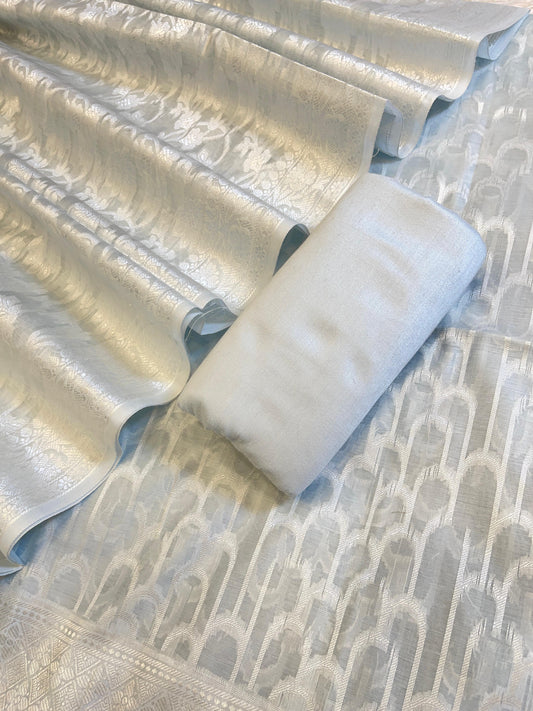 Light Blue Cotton Blend Resham Stripe Banarasi Suit 50IM_PVC8
