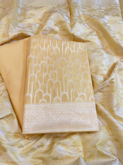 Yellow Cotton Blend Resham Stripe Banarasi Suit 50IM_PVC9